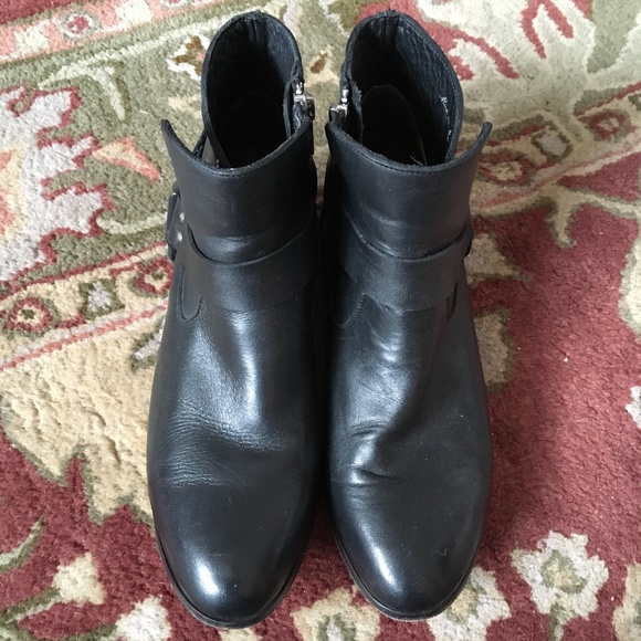 CARTEL Frye Black Leather Harness Moto Civil War Ankle Zip Boots 8 M - Picture 2 of 6